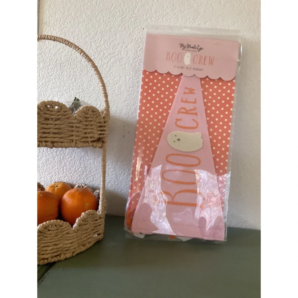 My‎ Mind's Eye Halloween boo crew Pink Felt Pennant NEW
